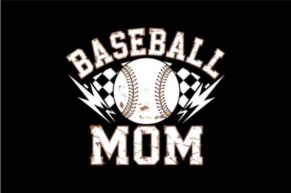 Distressed Baseball Mom Lightning Design