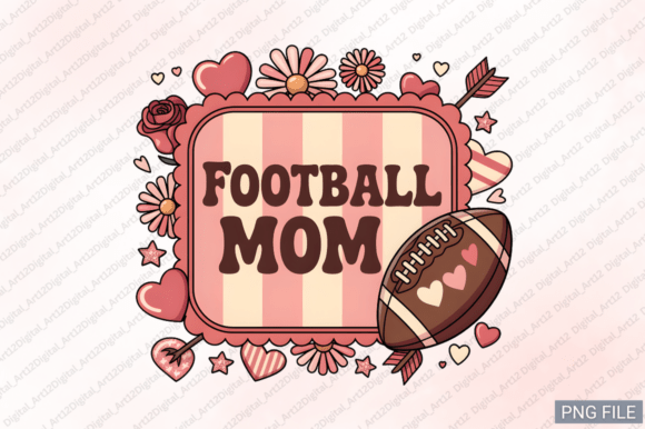 Football Mom Love Frame Valentine PNG