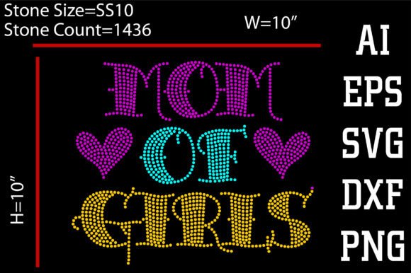 Mom of Girls, Rhinestone Design
