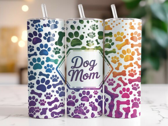 Paw Print Dog Mom Tumbler Wrap Design