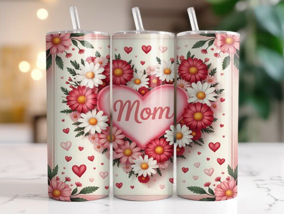 Pink Daisy Mom 20oz Skinny Tumbler Wrap