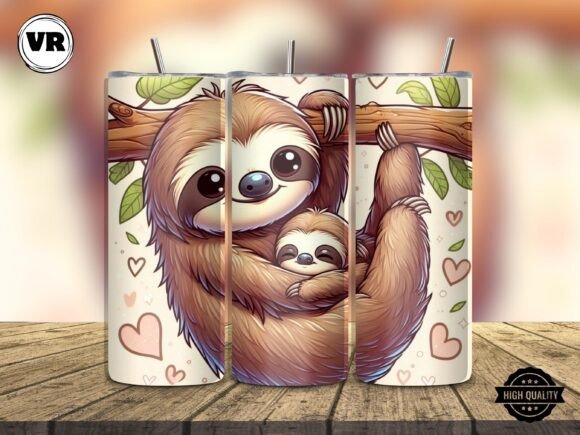 Sloth Mom Bab Tumbler Wrap 20oz Png