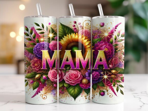 Sunflower and Pink Rose Mom Tumbler Wrap
