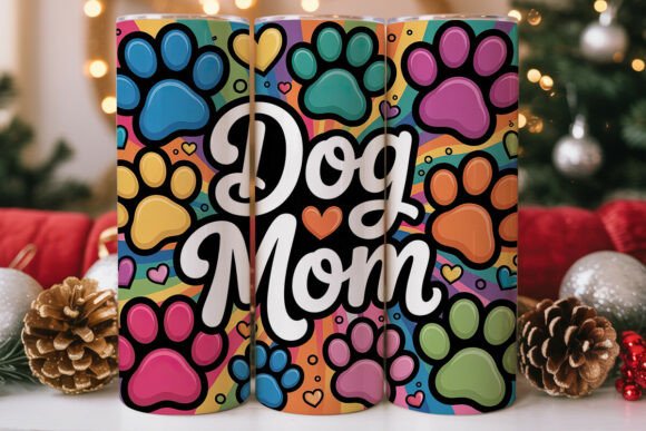 Vibrant Paw Prints Dog Mom Tumbler Wrap
